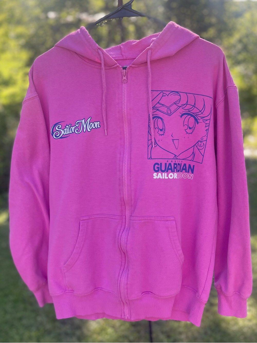 Sailor Moon Zip Up Hoodie Women M Pink Graphic Anime 90s Nostalgia Kawaii Y2K